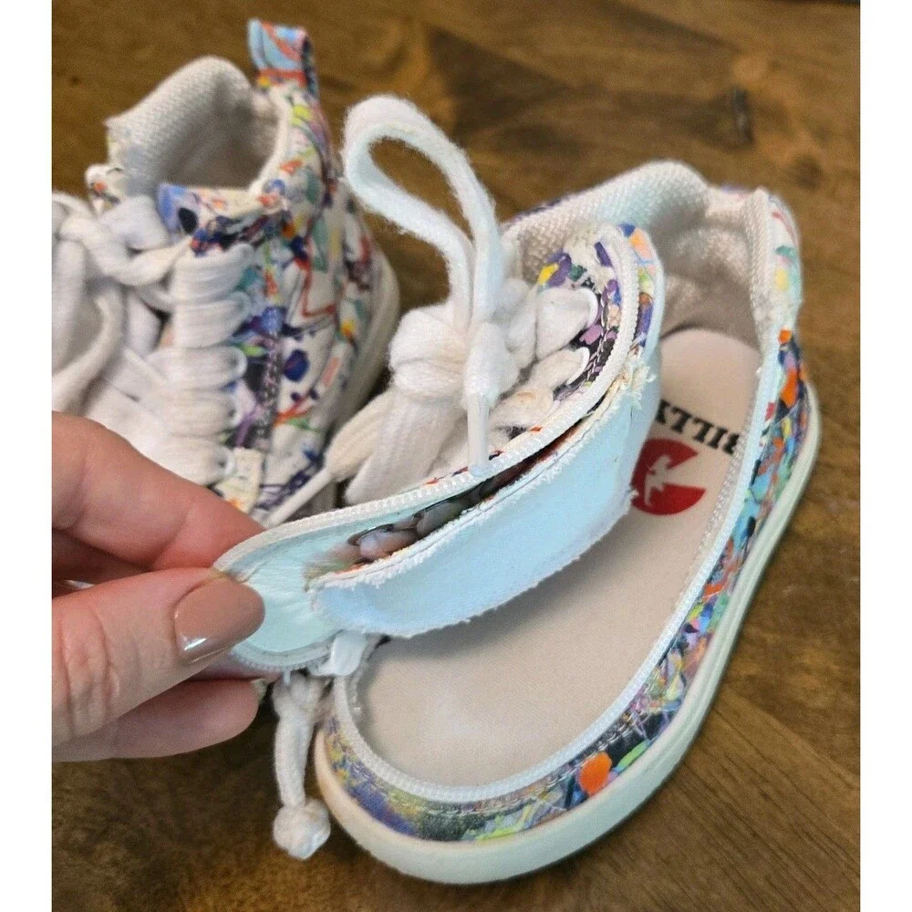 BILLY Toddler Boy Girl 6 High Top Sneakers Paint Splatter Zipper Adaptive Shoes